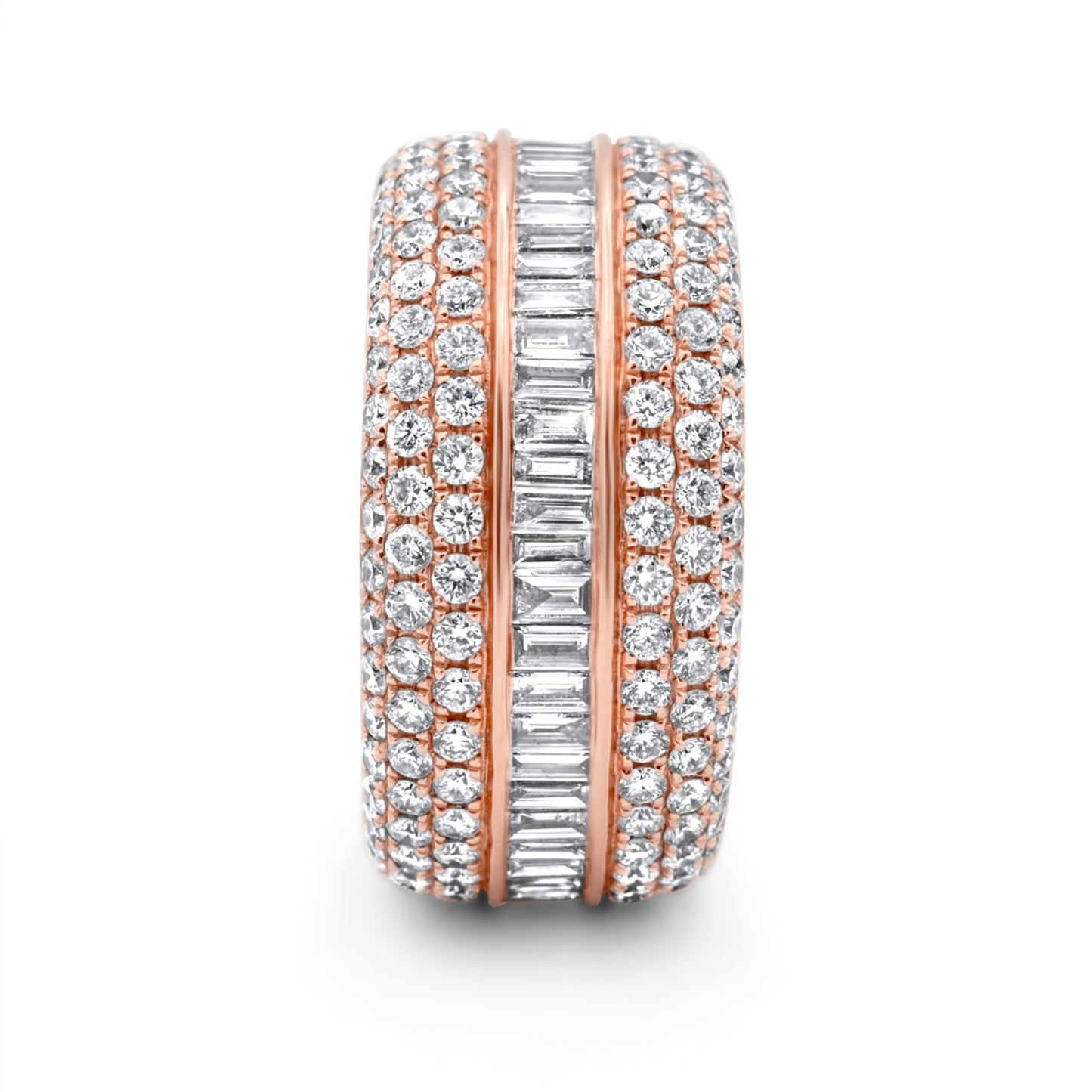 14k Rose Gold Diamond Baguette Ring 7.00ctw