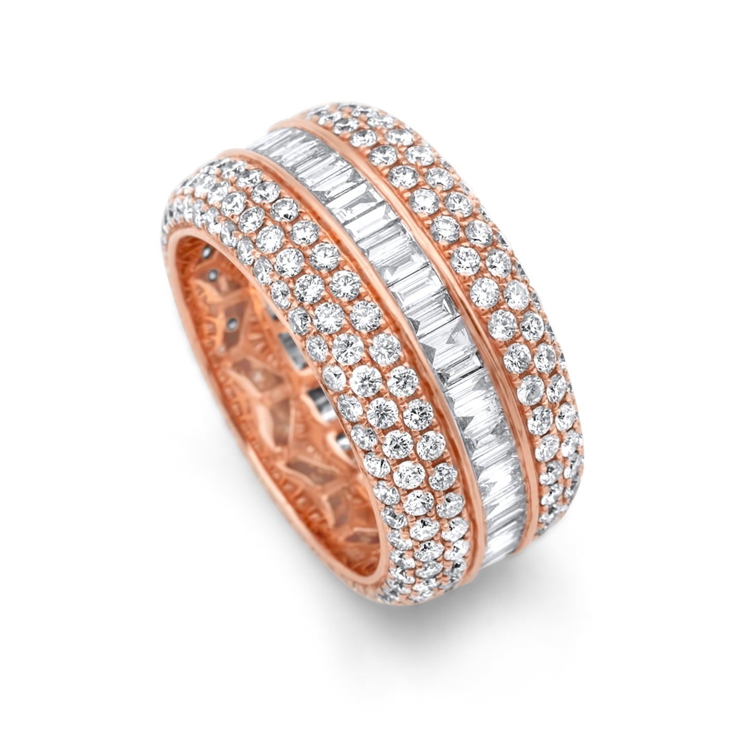 14k Rose Gold Diamond Baguette Ring 7.00ctw