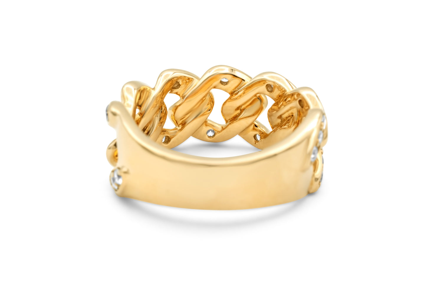 14k Yellow Gold Diamond Cuban Link Ring