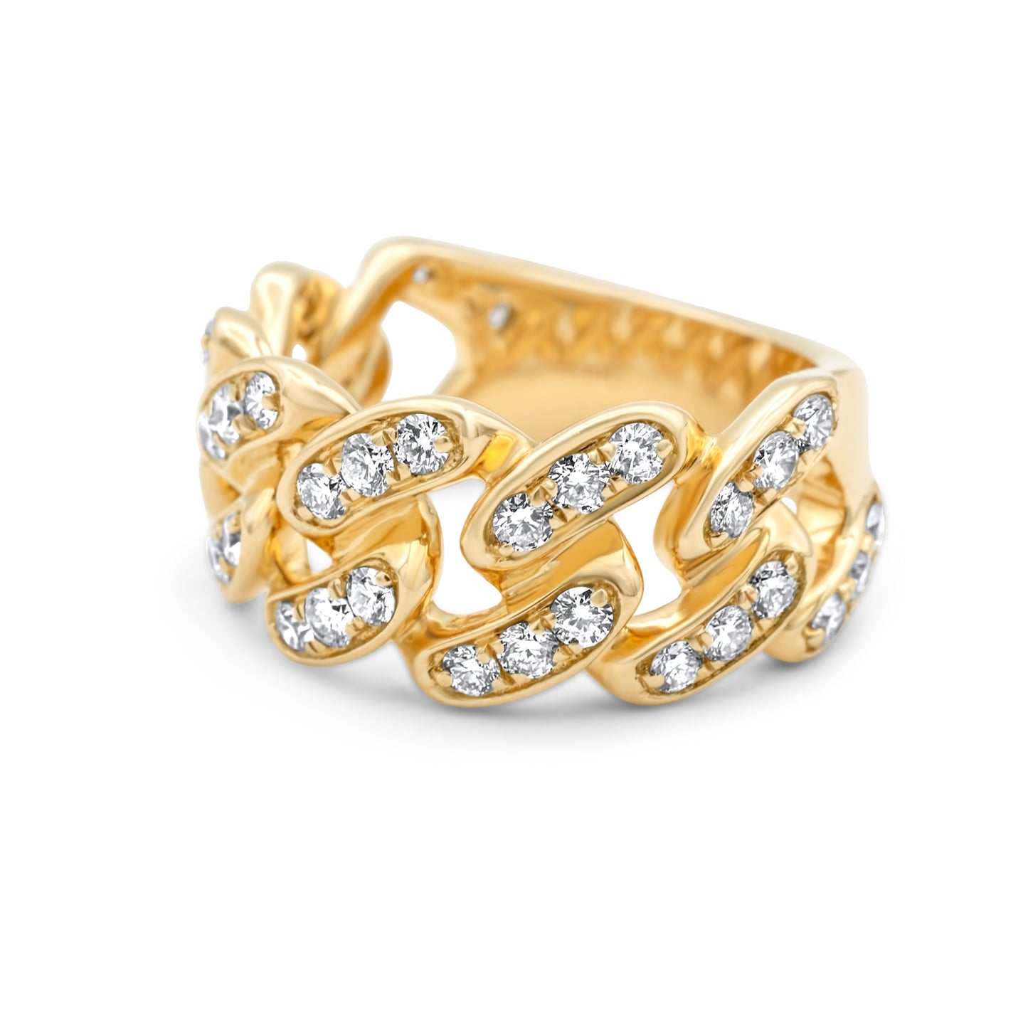 14k Yellow Gold Diamond Cuban Link Ring