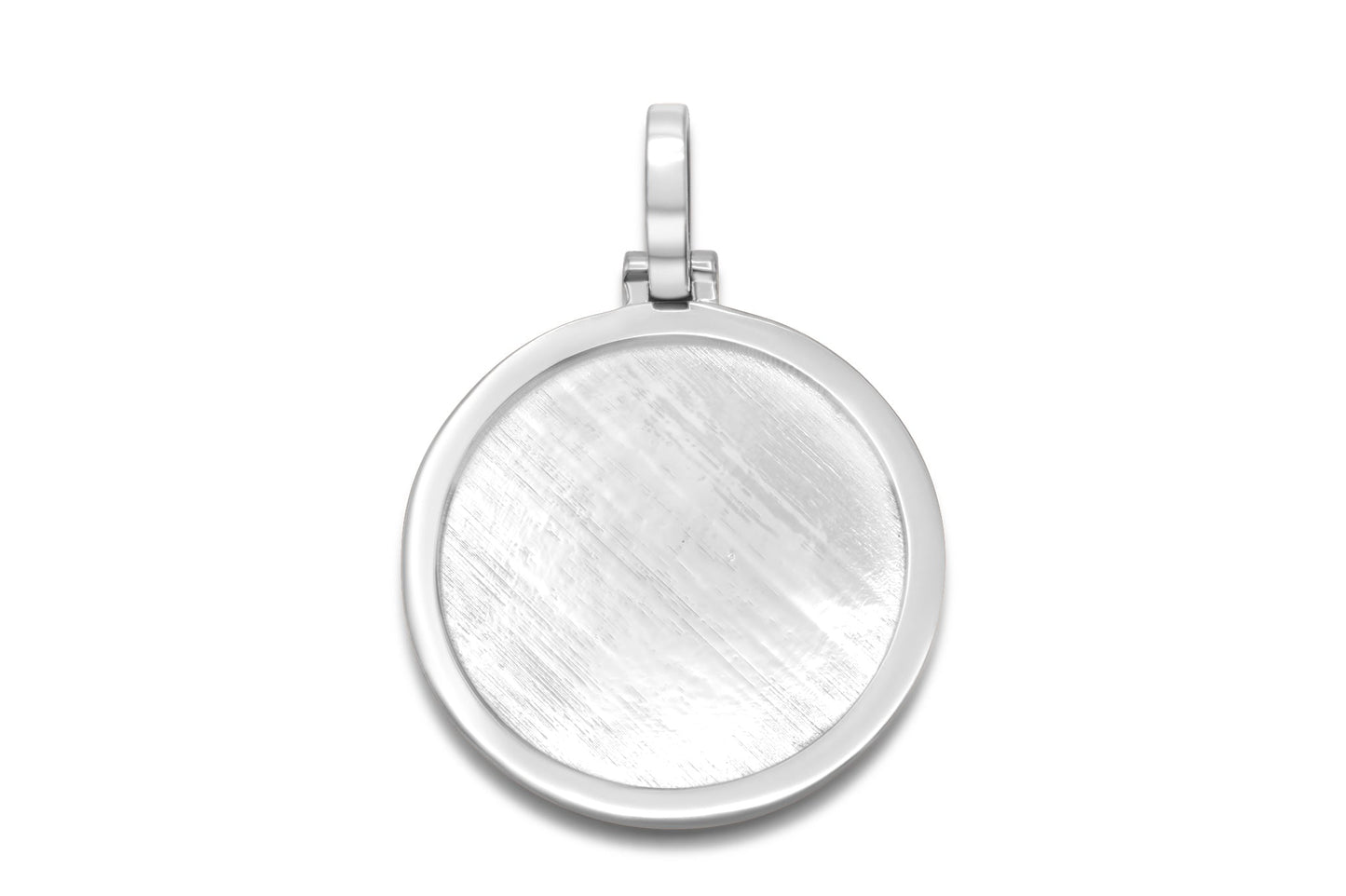 10k Solid White Gold Circle Picture Pendant Micro