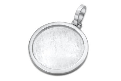 10k Solid White Gold Circle Picture Pendant Medium