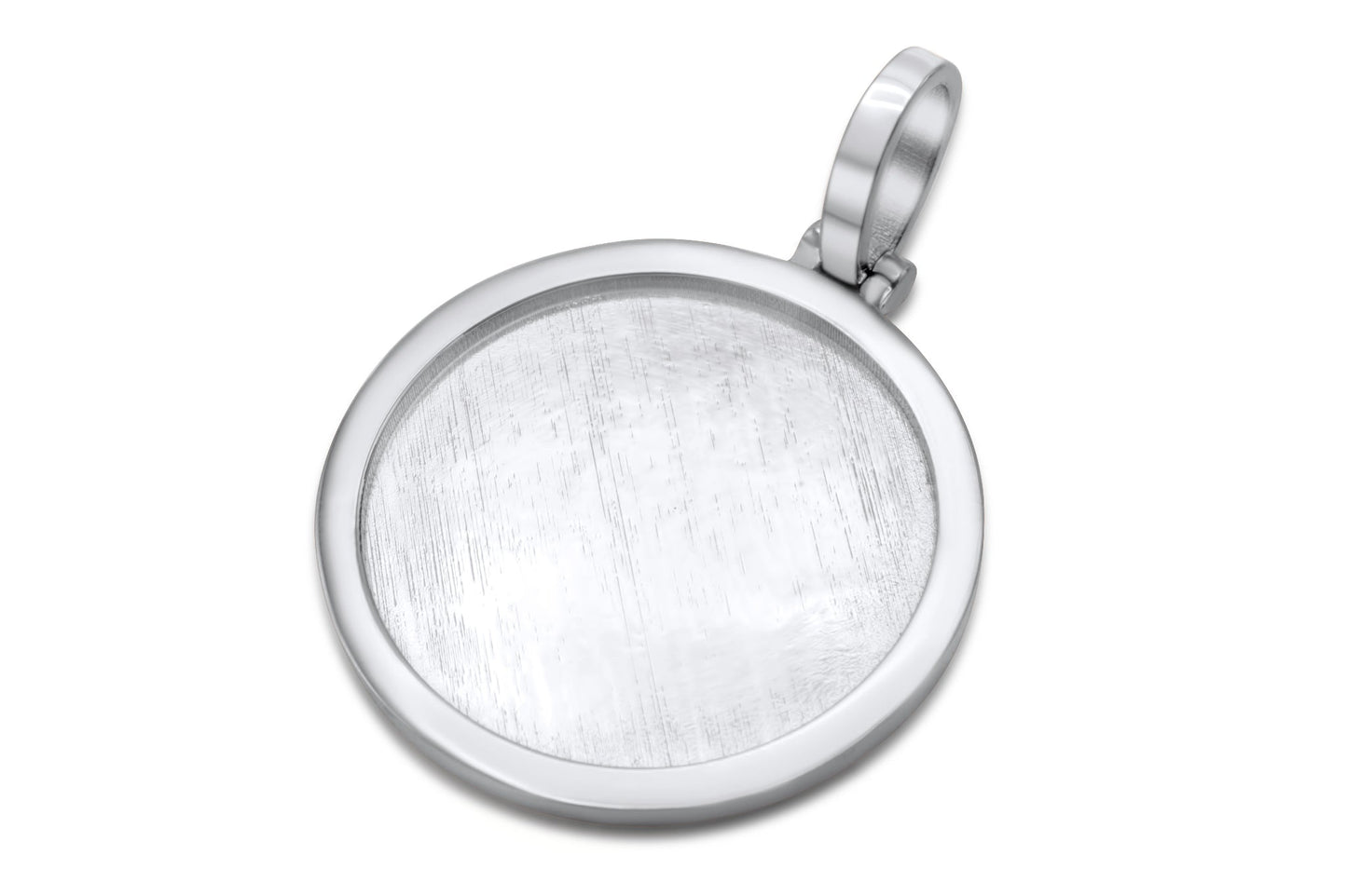 10k Solid White Gold Circle Picture Pendant Micro