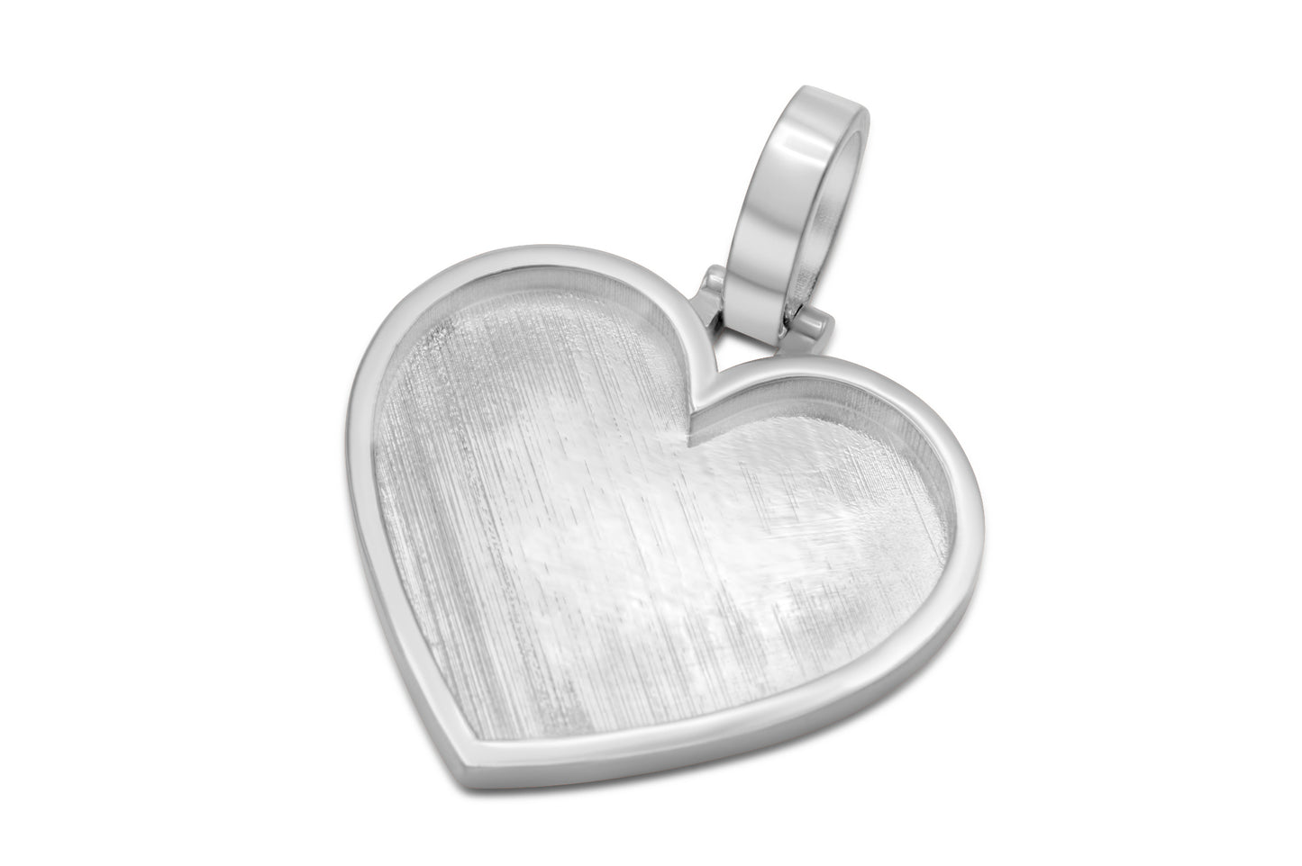 10k Solid White Gold Heart Picture Pendant