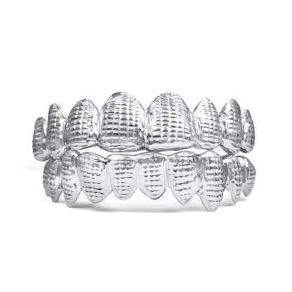 14K White Gold Checkerboard Pattern (Top & Bottom) Grill