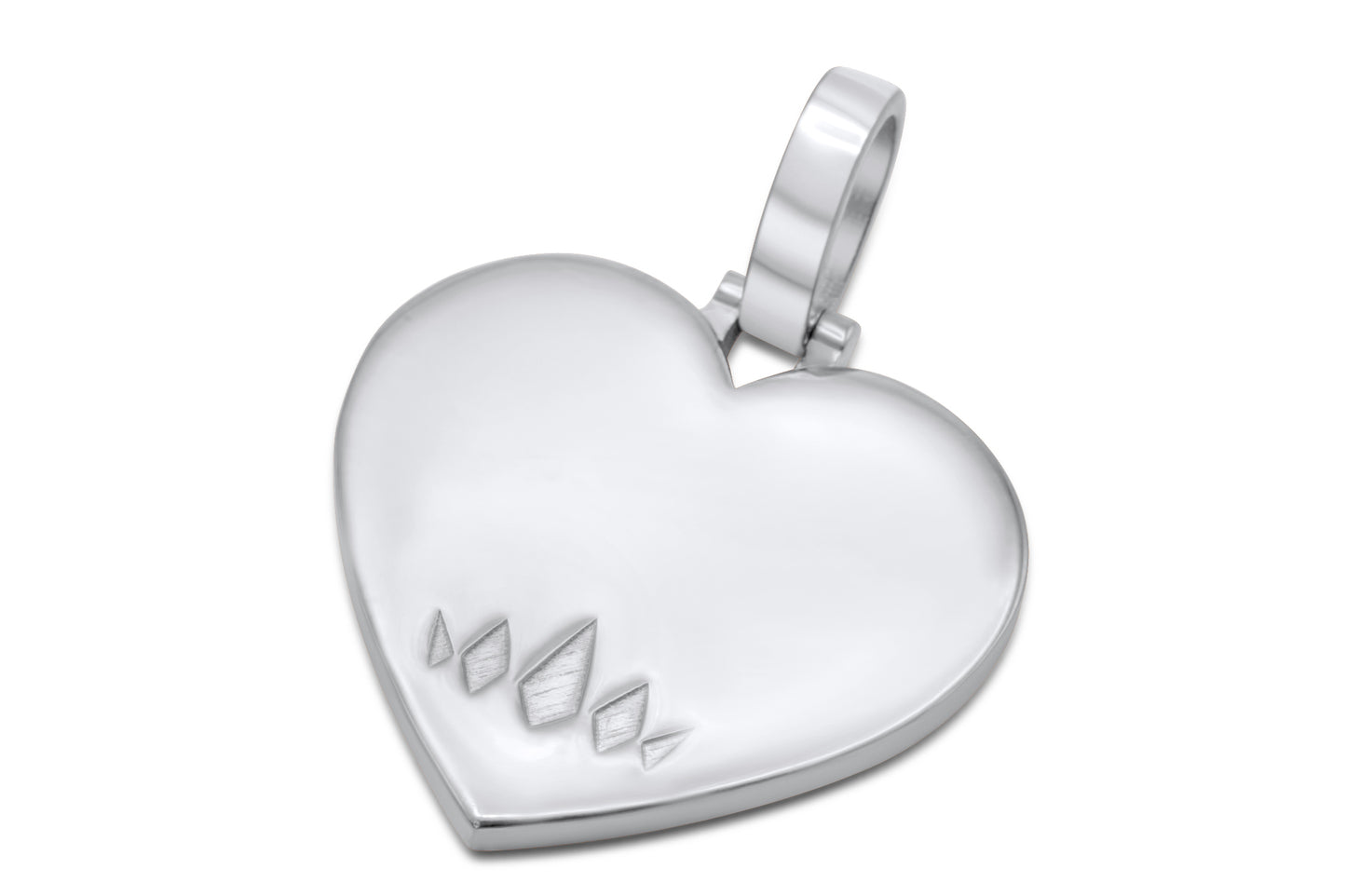 10k Solid White Gold Heart Picture Pendant