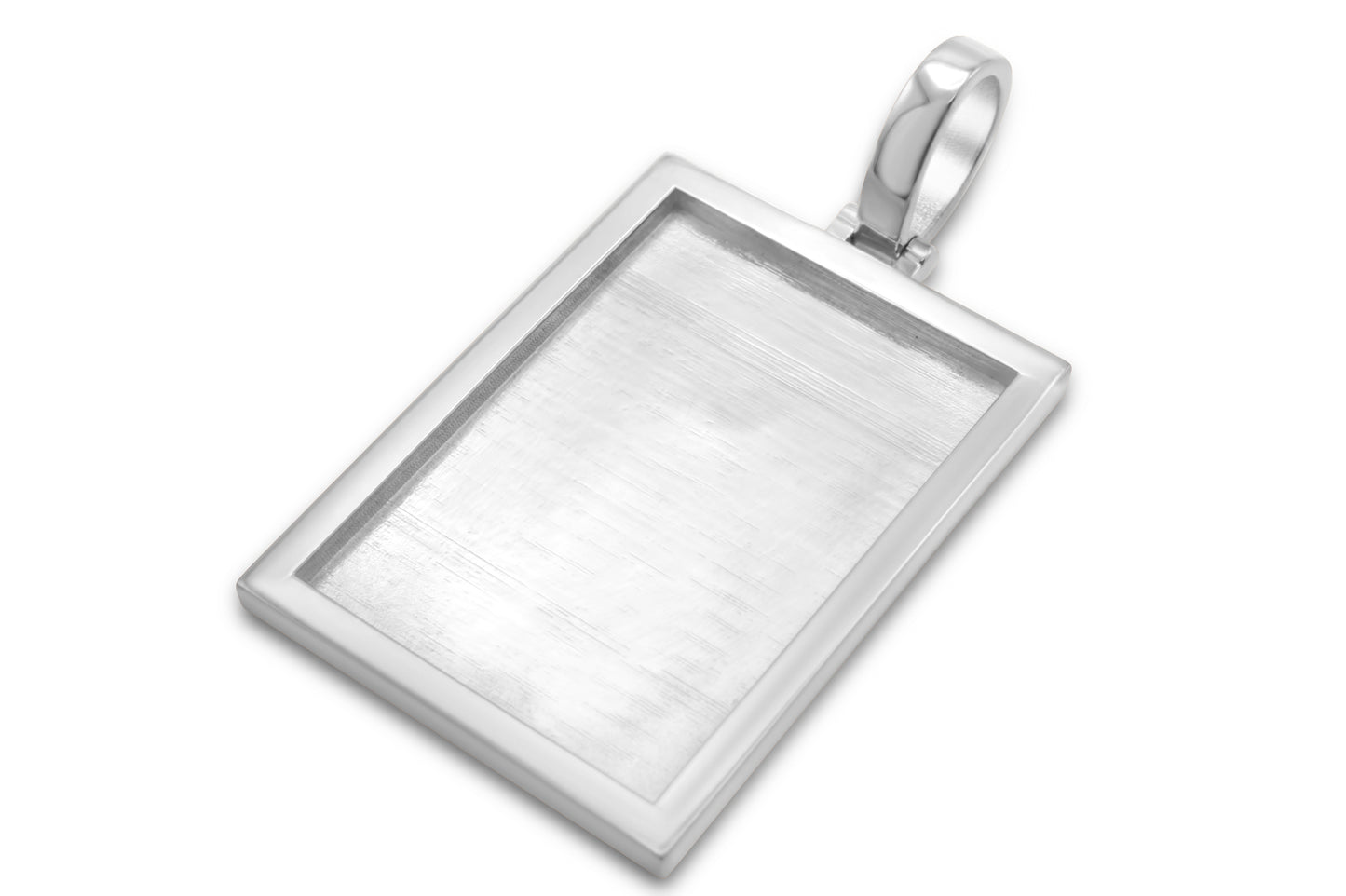 10k Solid White Gold Rectangle Picture Pendant