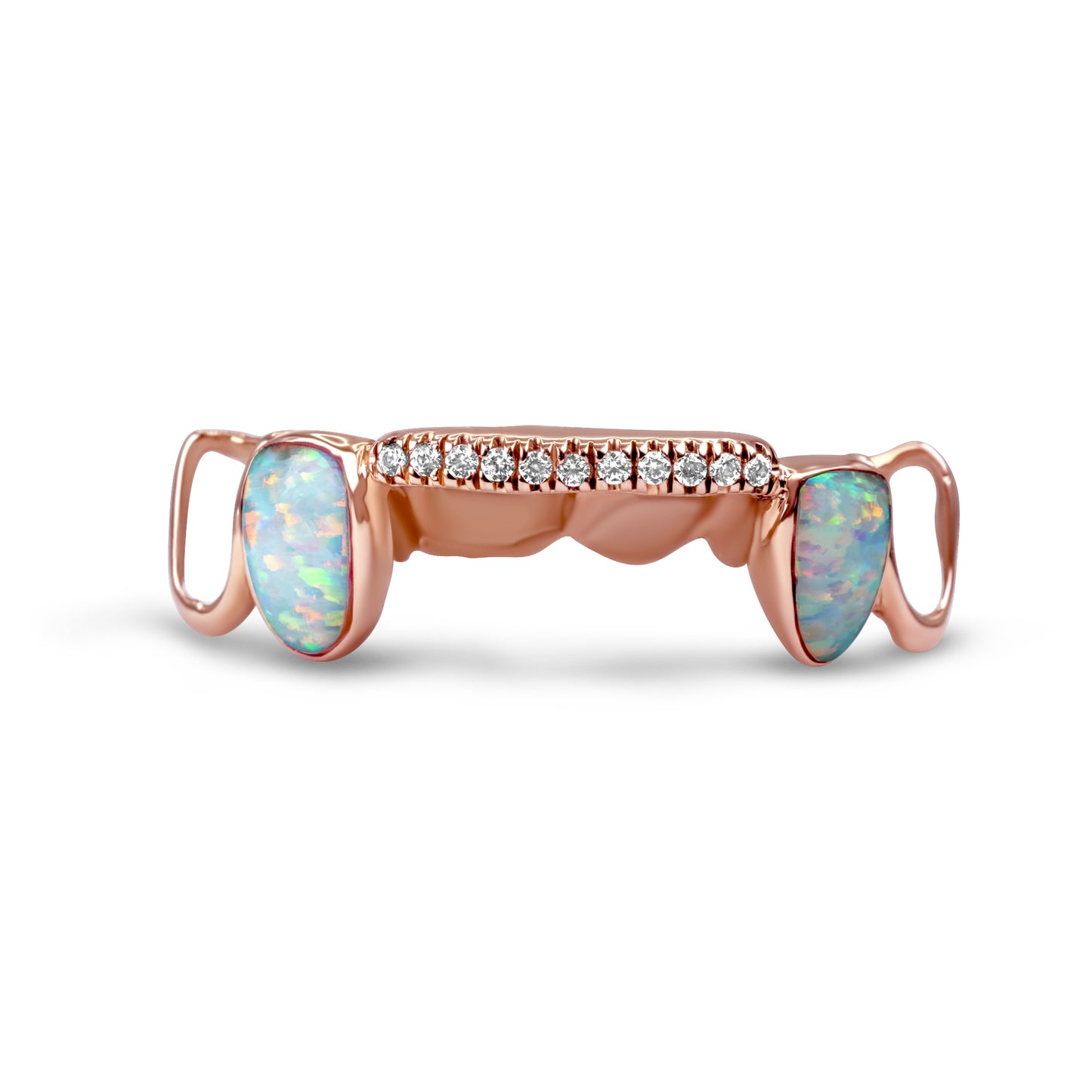 14K Yellow Gold Double Opal Cap (Top) Grillz