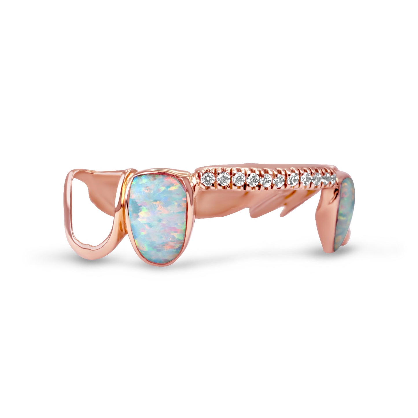 14K Yellow Gold Double Opal Cap (Top) Grillz