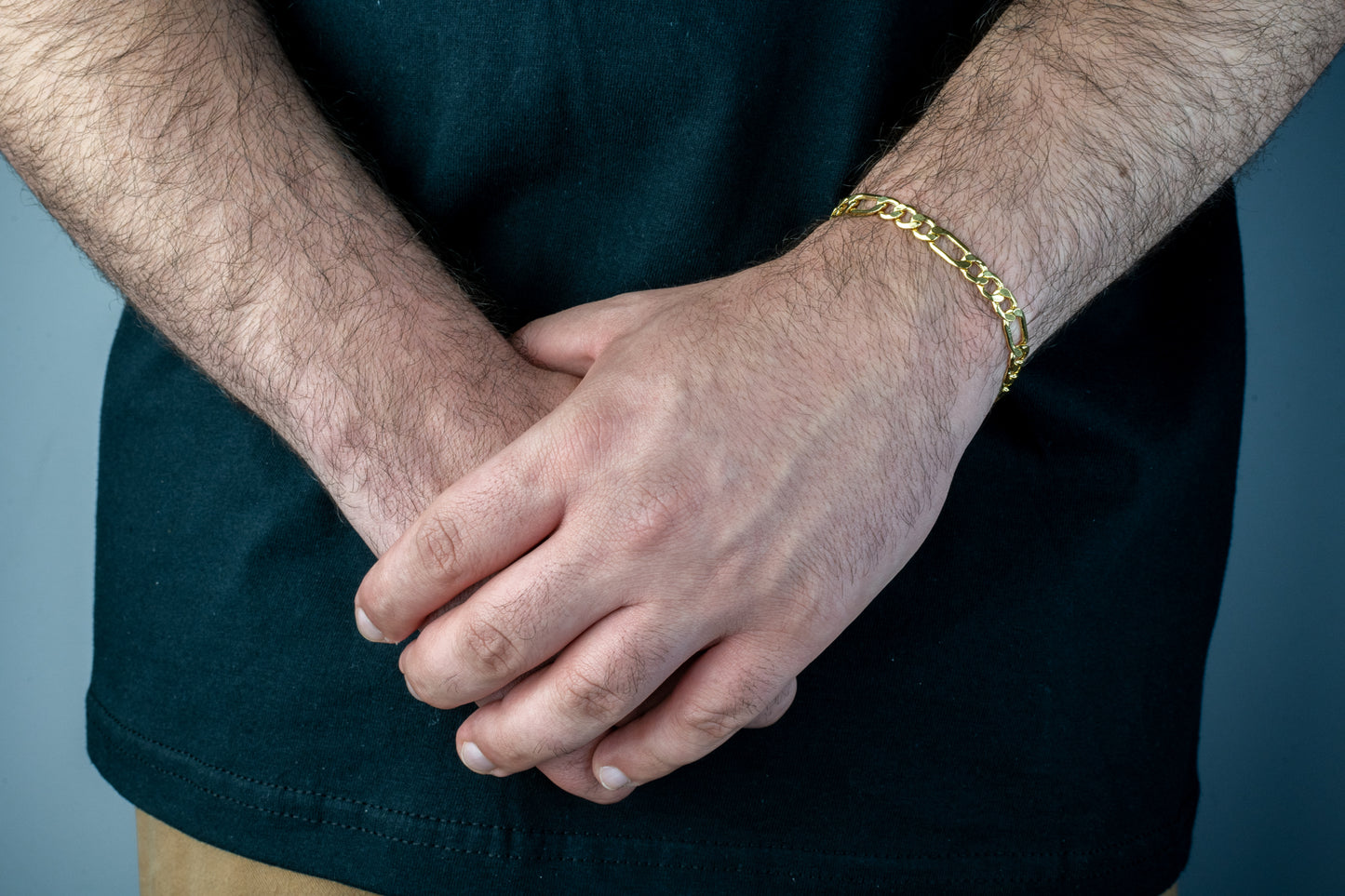 10k Semi-Solid Yellow Gold Figaro Link Bracelet 6mm