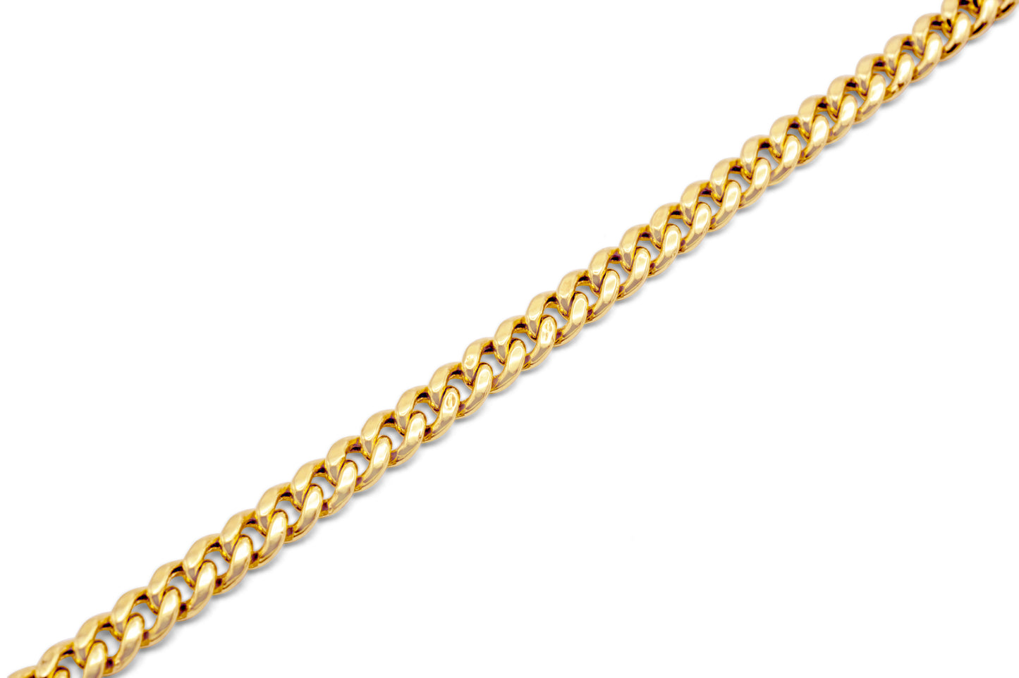 10k Semi-Solid Yellow Gold Cuban Link Bracelet 3mm