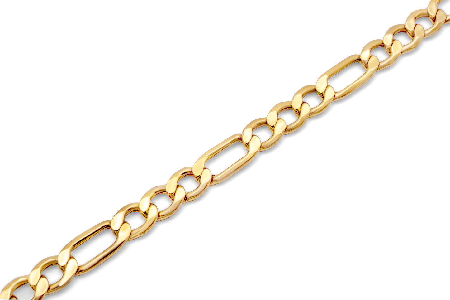 10k Semi-Solid Yellow Gold Figaro Link Bracelet 6mm