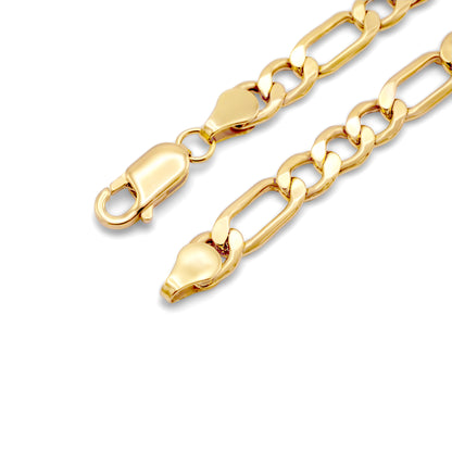 10k Semi-Solid Yellow Gold Figaro Link Bracelet 6mm