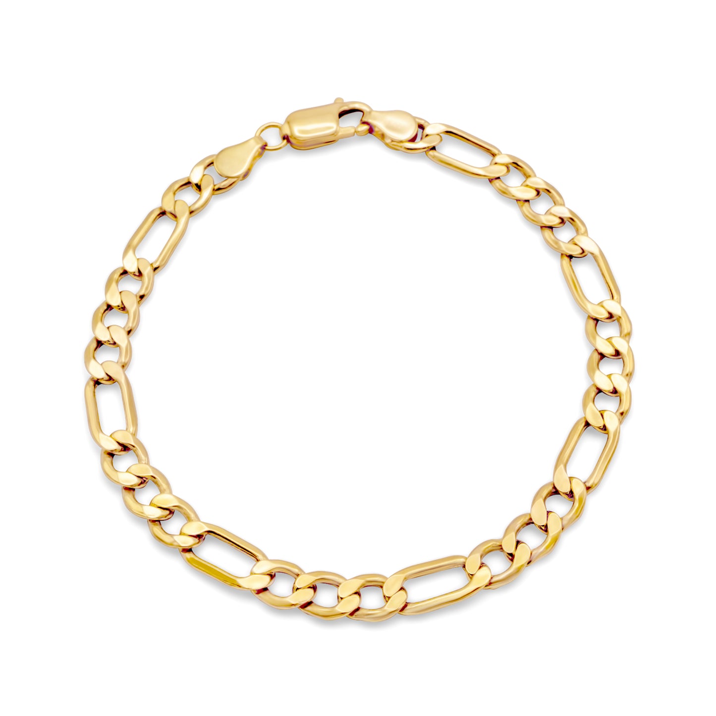 10k Semi-Solid Yellow Gold Figaro Link Bracelet 5mm