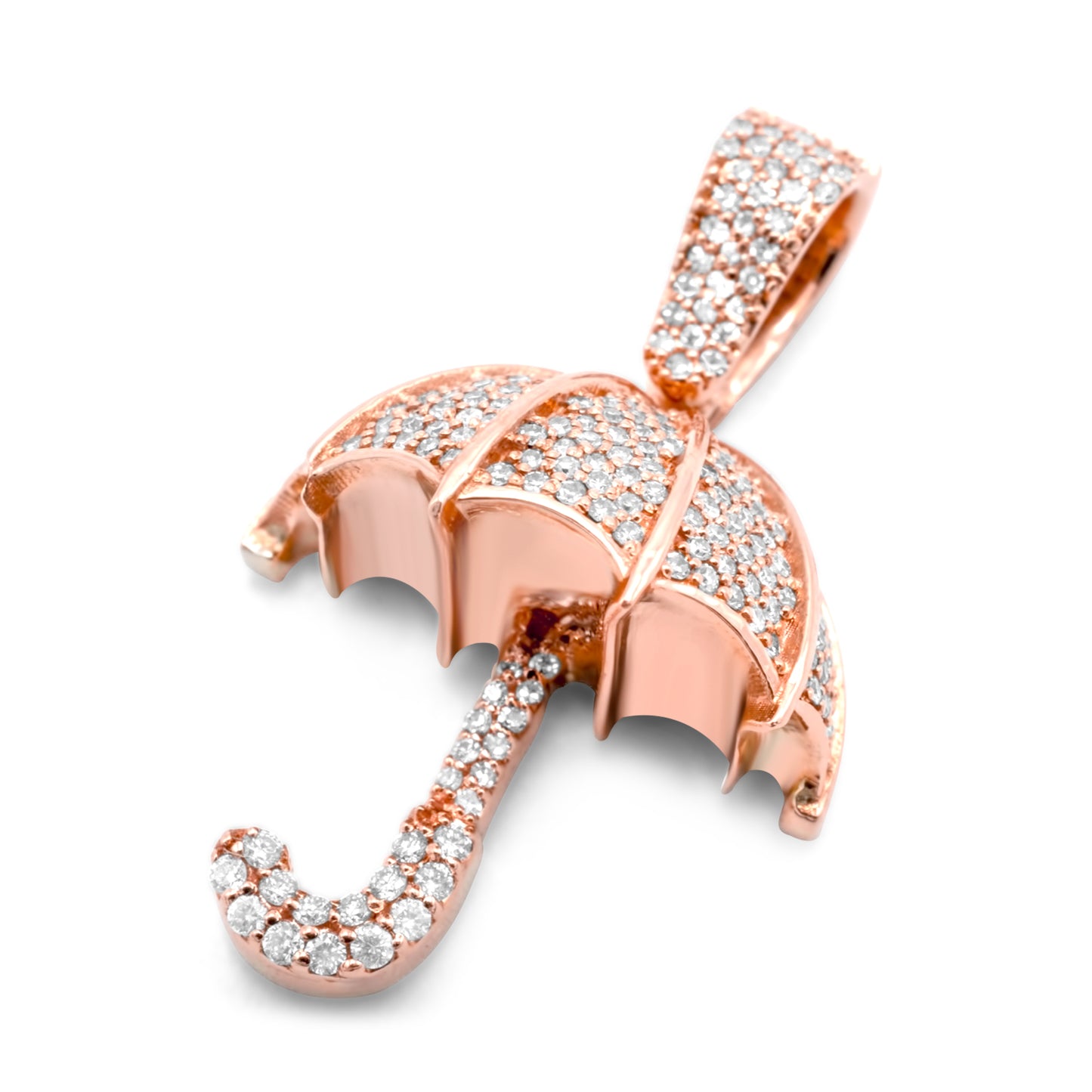 10K Rose Gold Umbrella Diamond Pendant 0.45CTW