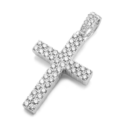 10K White Gold Cross Diamond Pendant 2.20CTW