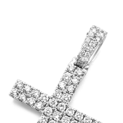 10K White Gold Cross Diamond Pendant 2.20CTW