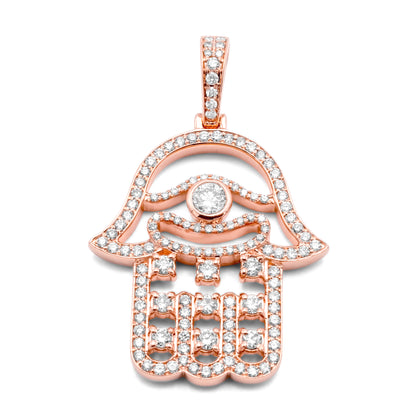 10K Rose Gold Hamsa Diamond Pendant 1.41CTW