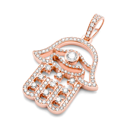 10K Rose Gold Hamsa Diamond Pendant 1.41CTW