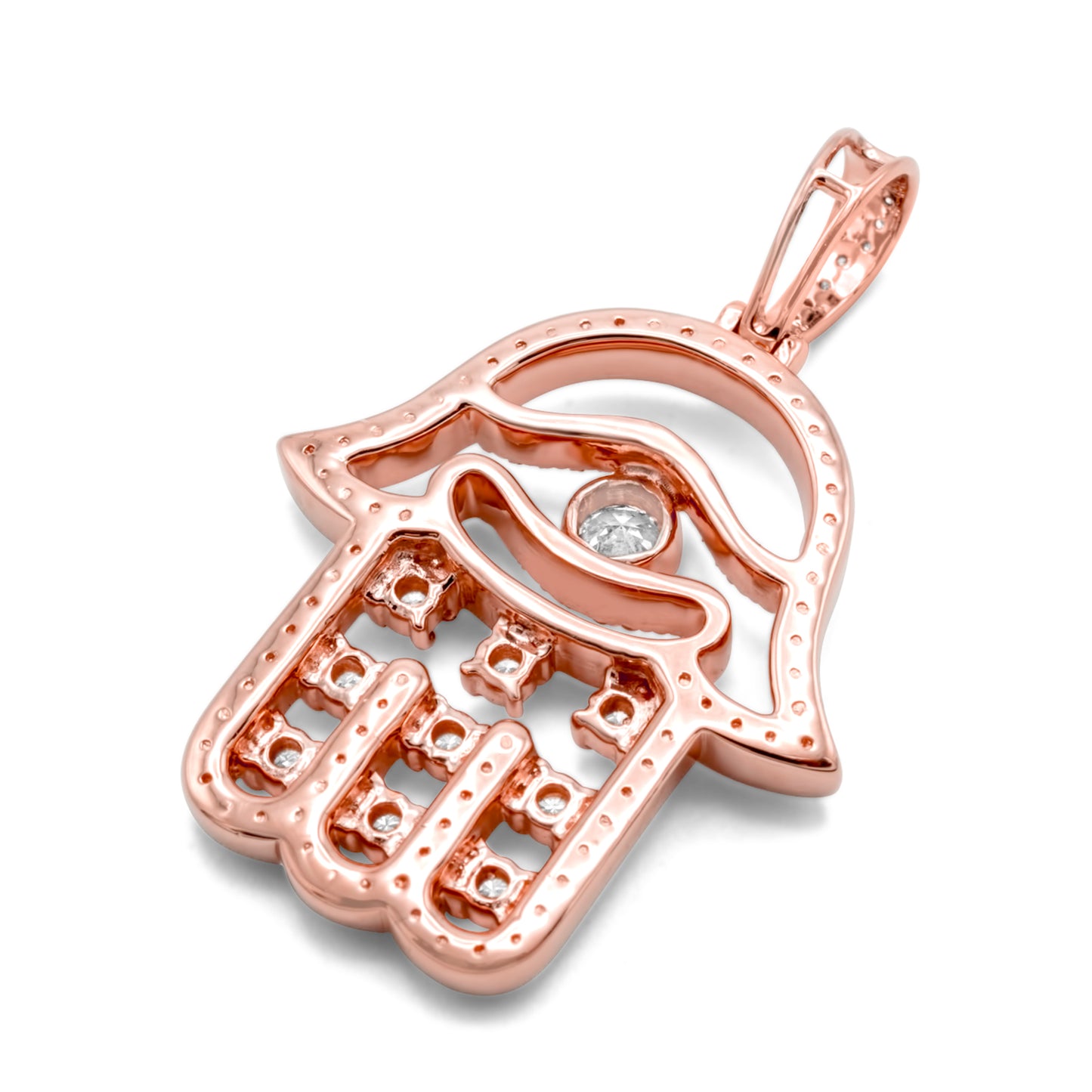 10K Rose Gold Hamsa Diamond Pendant 1.41CTW