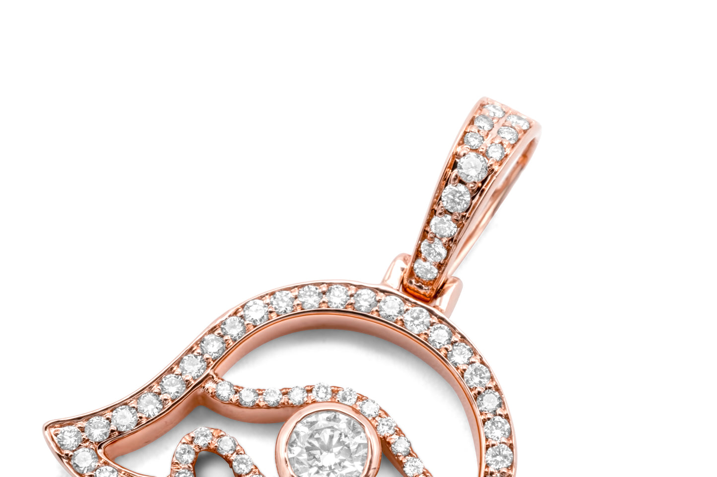 10K Rose Gold Hamsa Diamond Pendant 1.41CTW