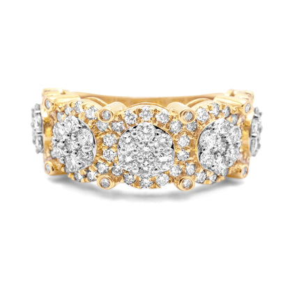 10k Yellow Gold Diamond Cluster Ring 2.25ctw