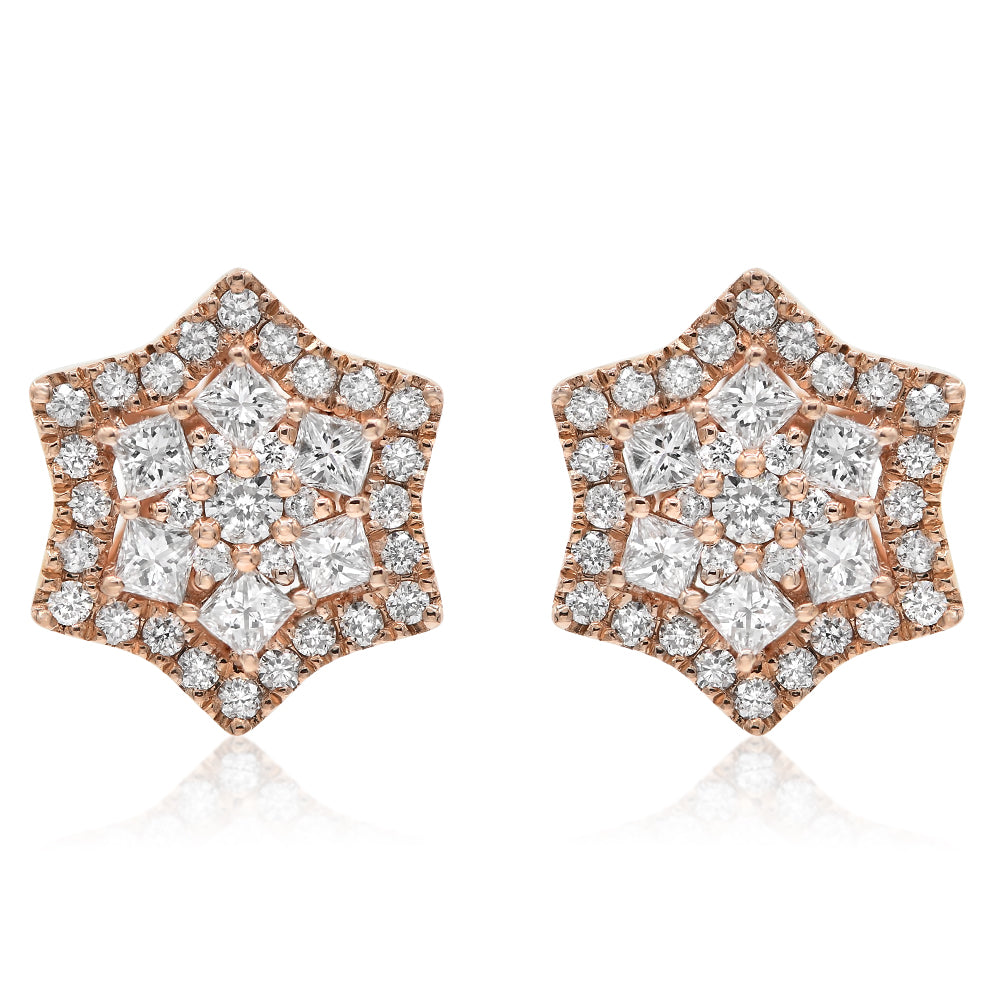 14k Rose Gold Star Cluster Earrings 0.47ctw