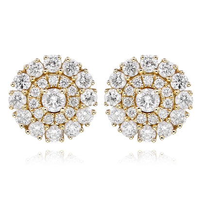 14K Yellow Gold Diamond Cluster Earrings 1.07ctw