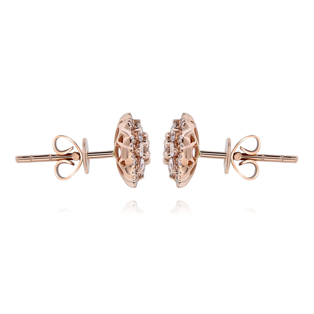 14k Rose Gold Diamond Cluster Earrings 0.52ctw