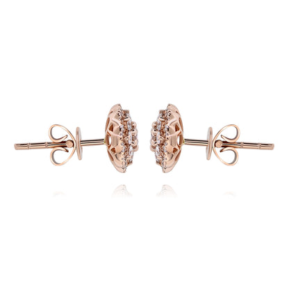 14k Rose Gold Diamond Cluster Earrings 0.52ctw