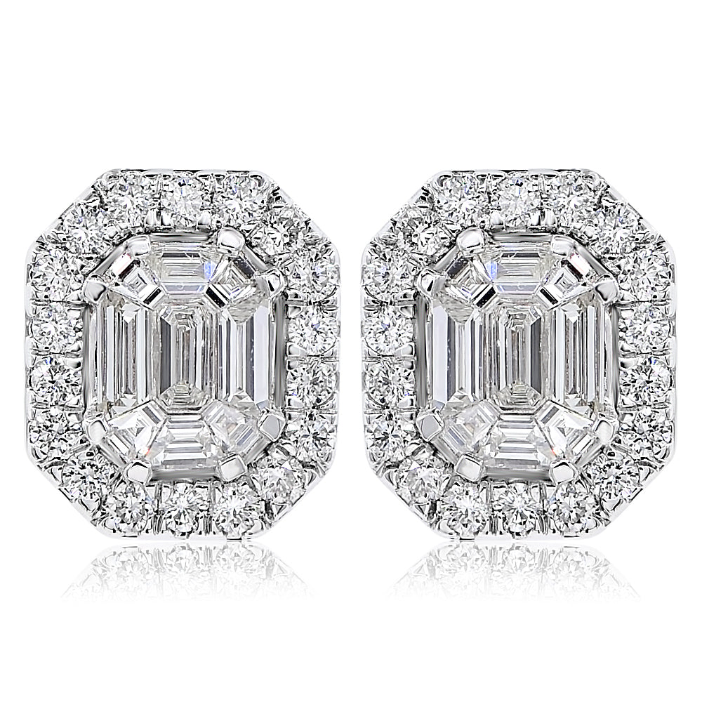 14k White Gold Emerald Cut Diamond Earrings 2.07ctw