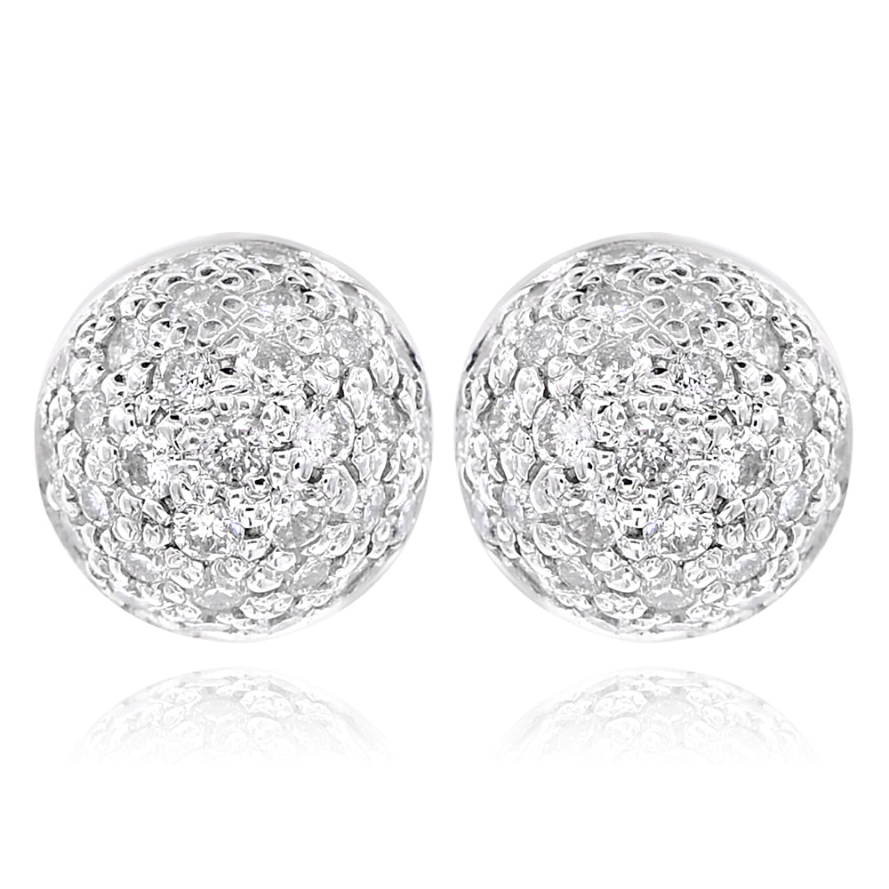 14K White Gold Diamond Cluster Earrings 1.00ctw