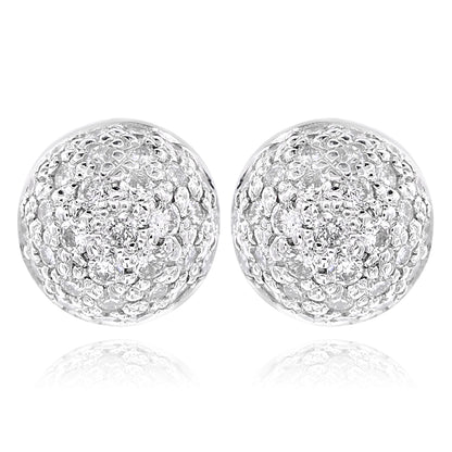 14K White Gold Diamond Cluster Earrings 1.00ctw