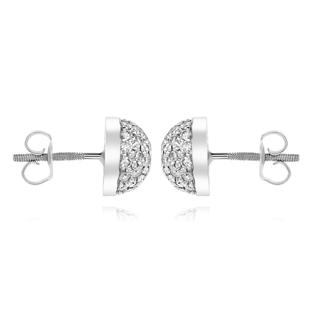 14K White Gold Diamond Cluster Earrings 1.00ctw