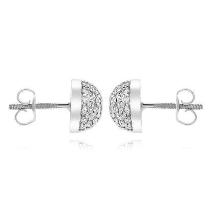 14K White Gold Diamond Cluster Earrings 1.00ctw