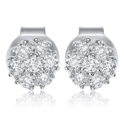 14k Solid White Gold Diamond Earrings 0.25ctw