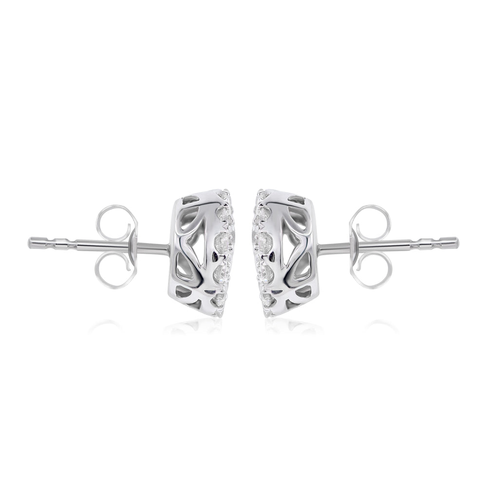 14k Solid White Gold Diamond Earrings 0.49ctw