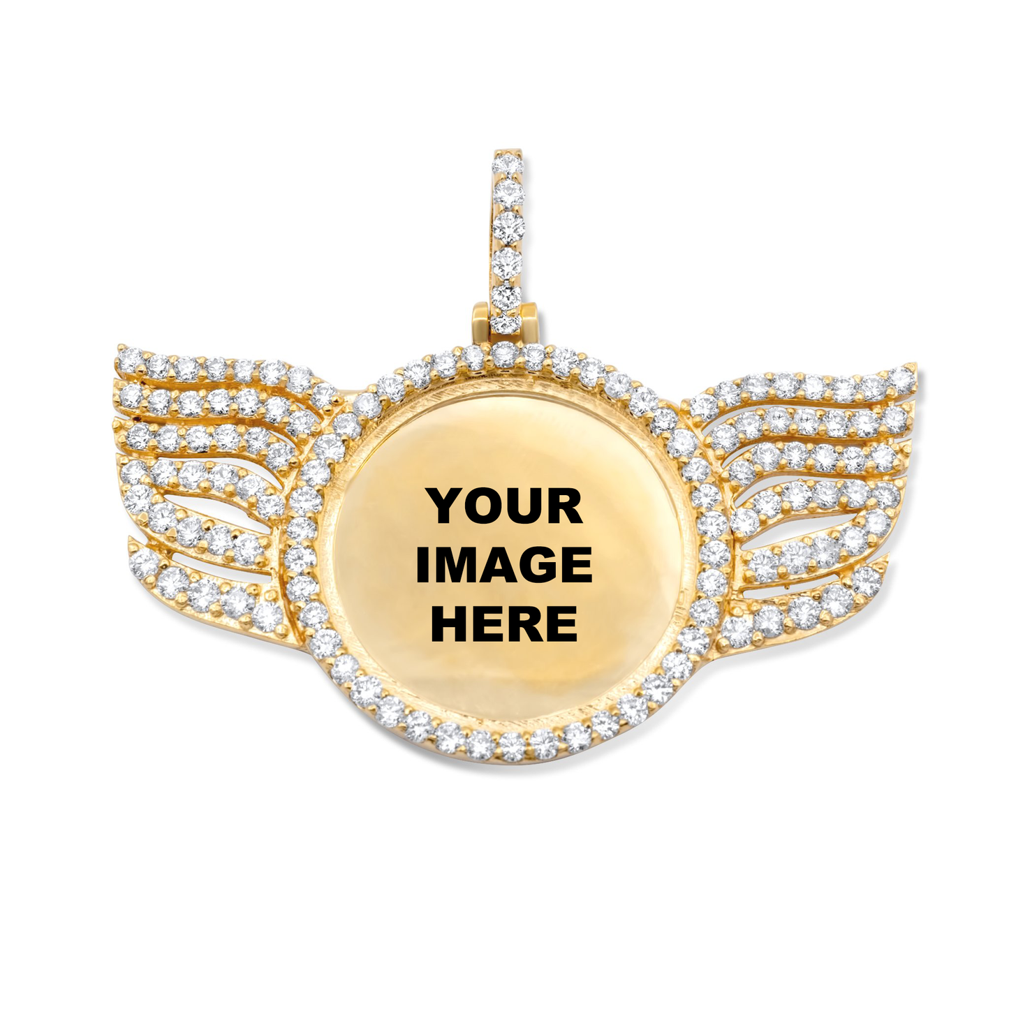 14k Yellow Gold Wings Picture Pendant 3.80ctw