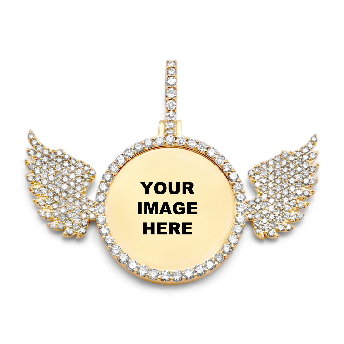 10K Yellow Gold Wings Picture Pendant 2.05ctw