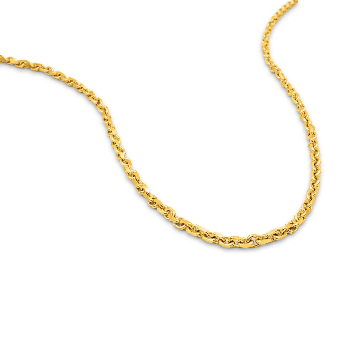 14K Yellow Solid Gold Cable Anchor Link Chain 3.15mm