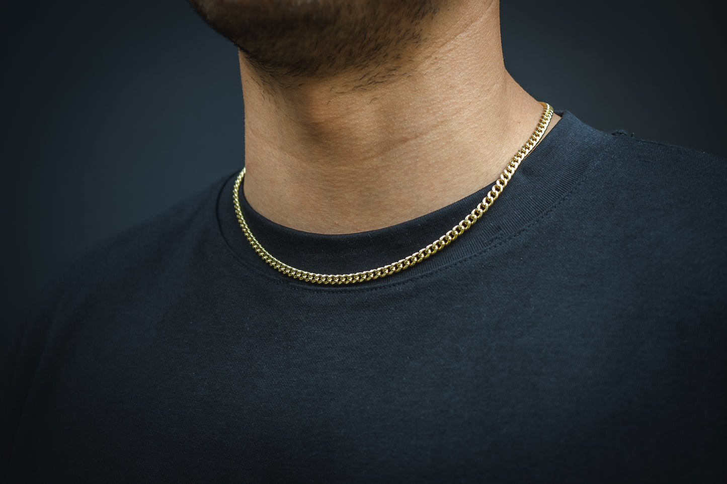 14k Hollow Yellow Gold Cuban Link Chain 4.5mm