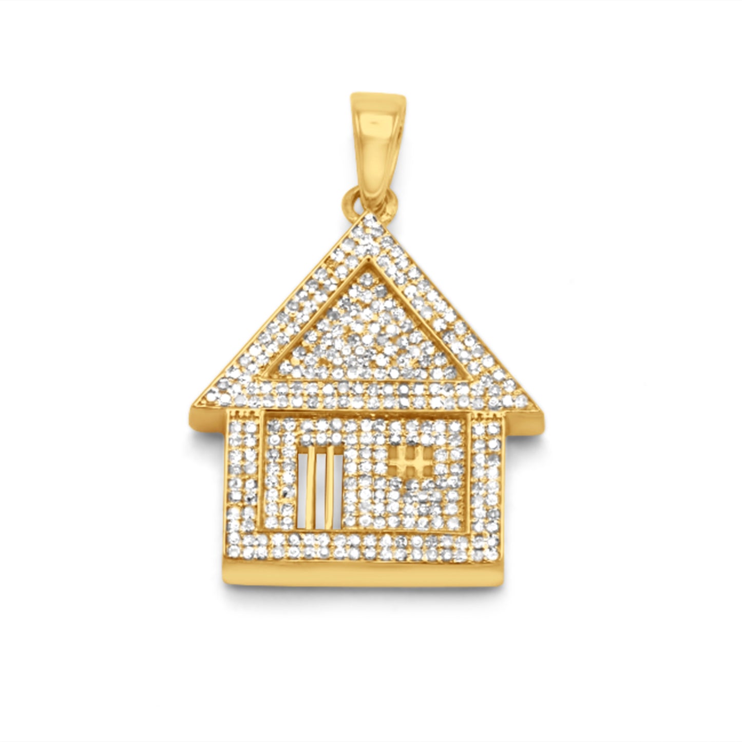 10k Yellow Gold Trap House Diamond Pendant 0.75ctw