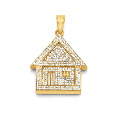 10k Yellow Gold Trap House Diamond Pendant 0.75ctw