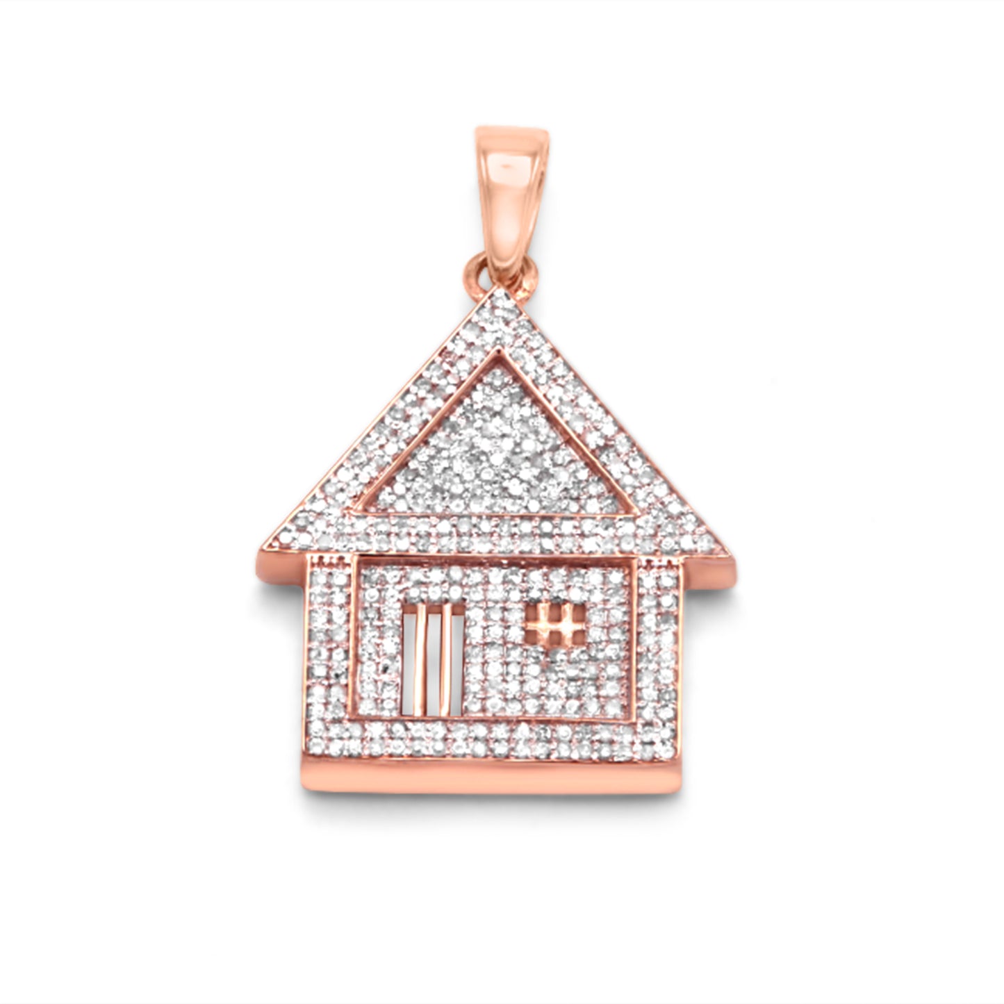 10k Yellow Gold Trap House Diamond Pendant 0.75ctw