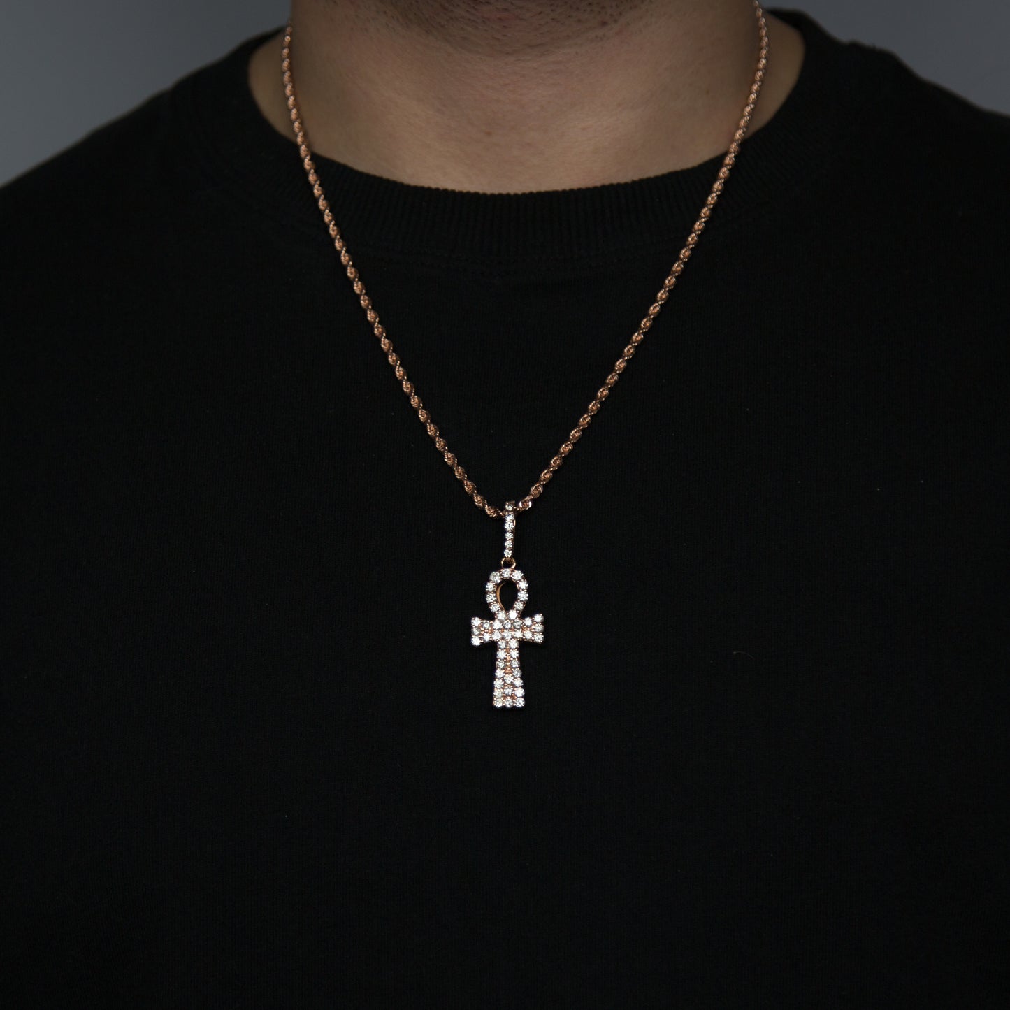 14k White Gold Diamond Ankh 2.30ctw