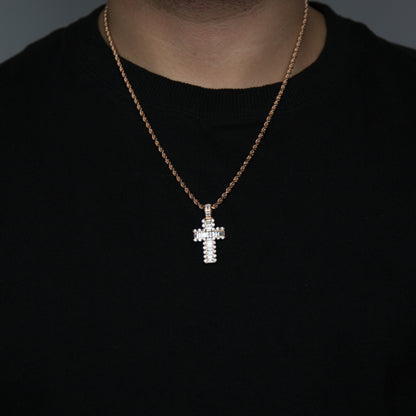 14k Yellow Gold Baguette Diamond Cross 3.24ctw