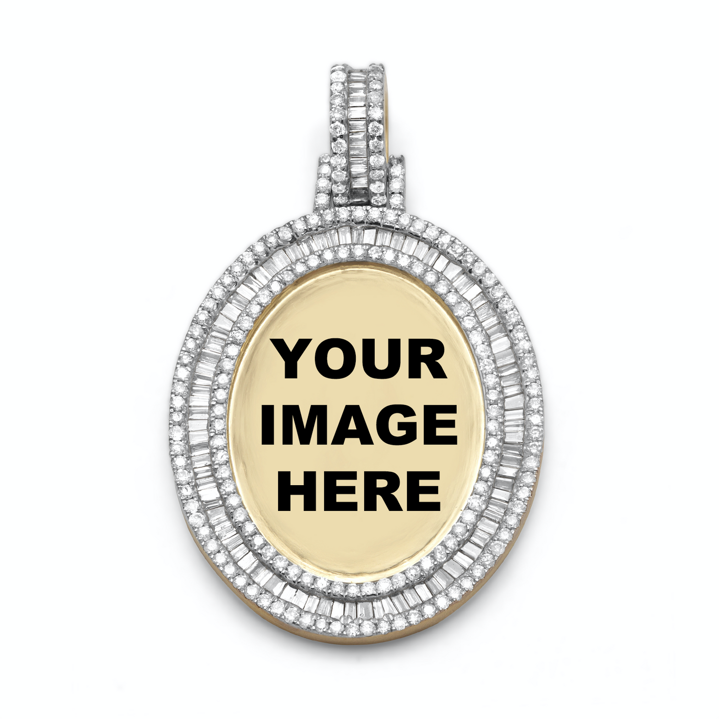 14K Yellow Gold Diamond Oval Picture Pendant 1.80ctw