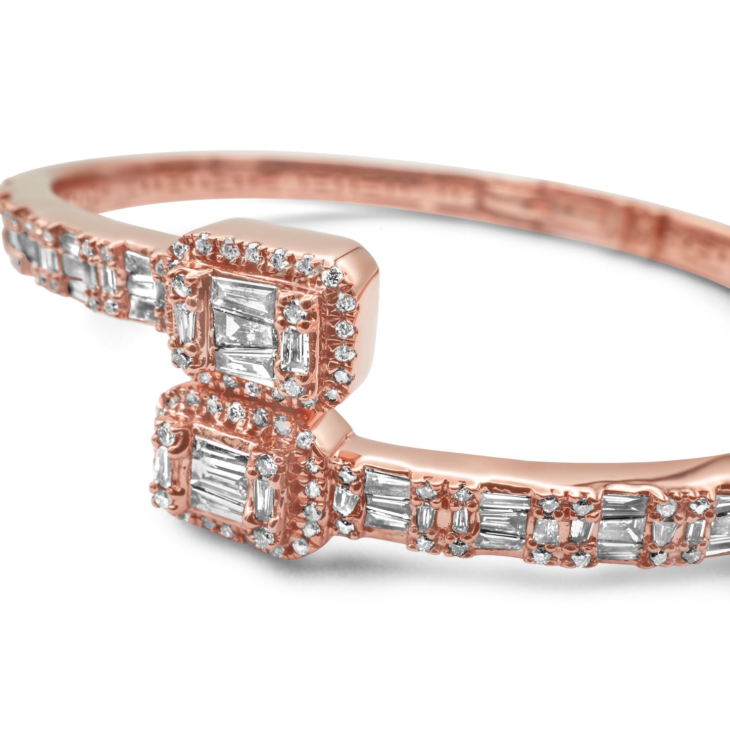 10k Rose Gold Diamond Baguette Bangle 2.15 ctw