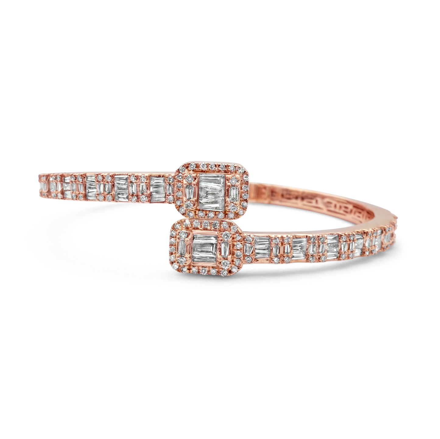 10k Rose Gold Diamond Baguette Bangle 2.15 ctw