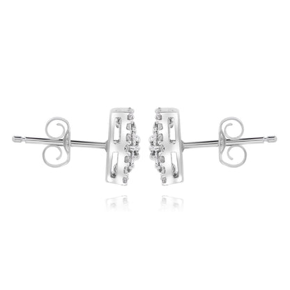 14K White Gold Diamond Cluster Earrings 0.77ctw